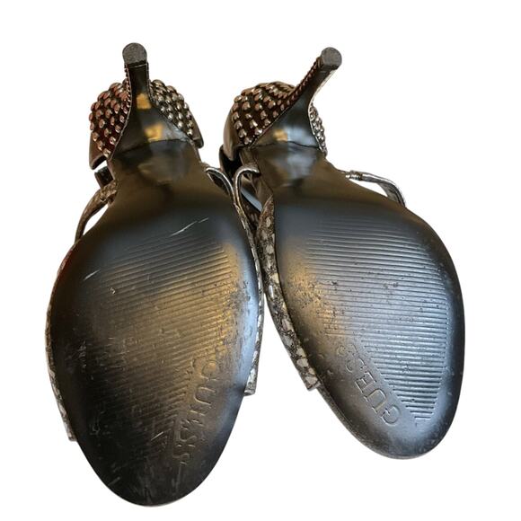 GUESS Stiletto Pumps 6.5M Pewter Black Carole Punk Rock Studded High Heels Y2K - Picture 13 of 14
